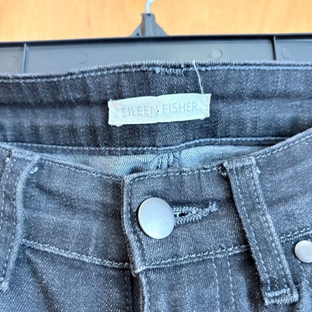 Eileen Fisher‎ Slim Jeans Womens 2 Black Organic Cotton Stretch F3MDN